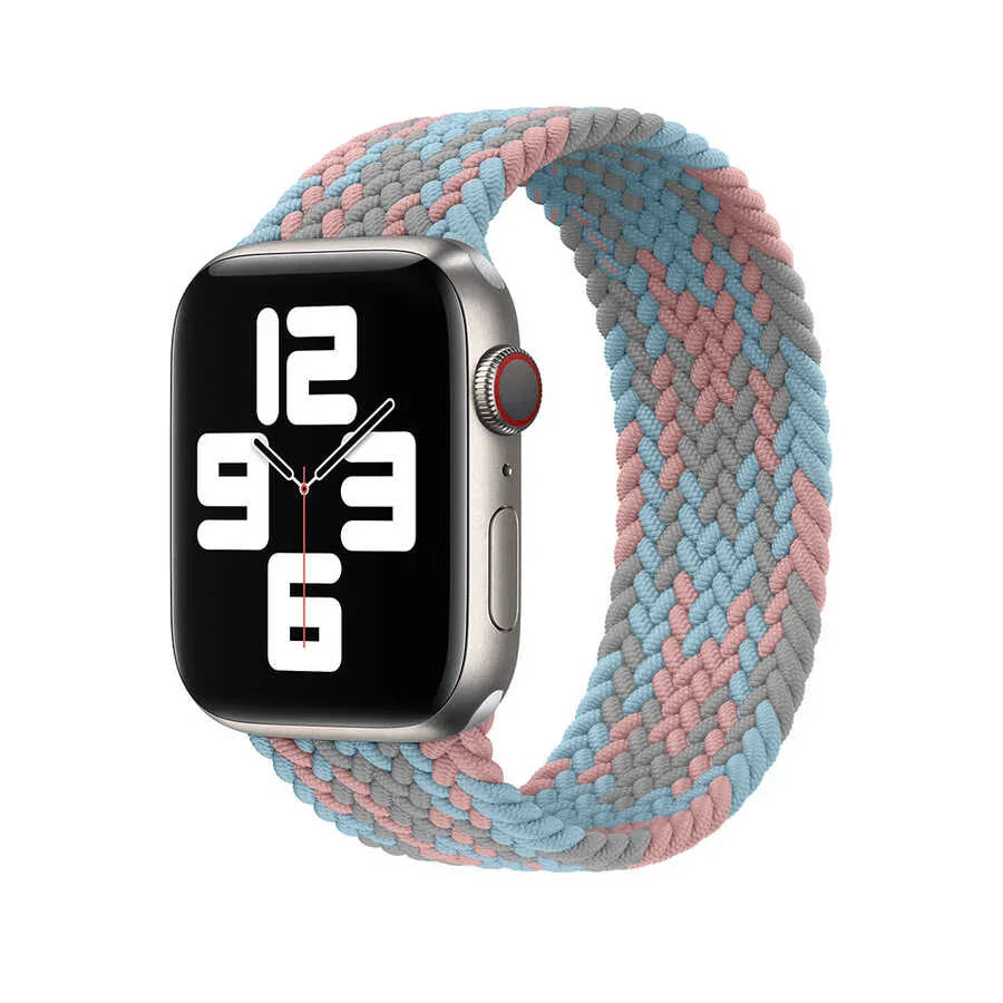 Wiwu Watch 49/46/45/44 Mm Braided Loop 155mm Strap - Grey+Pink+Blue - Tashqila Wiwu Watch 49/46/45/44 Mm Braided Loop 155mm Strap - Grey+Pink+Blue - Tashqila